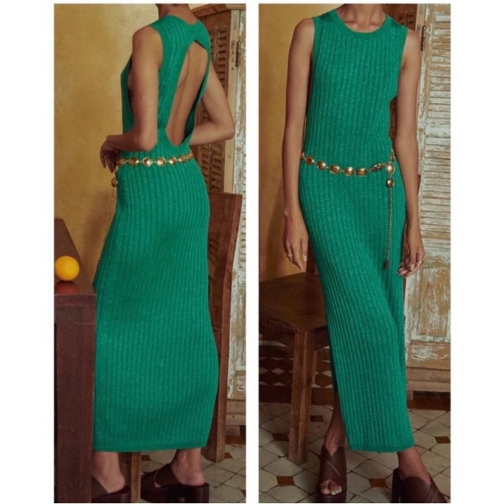 Spell Mercury Knit Maxi Dress, Emerald, Size Medium